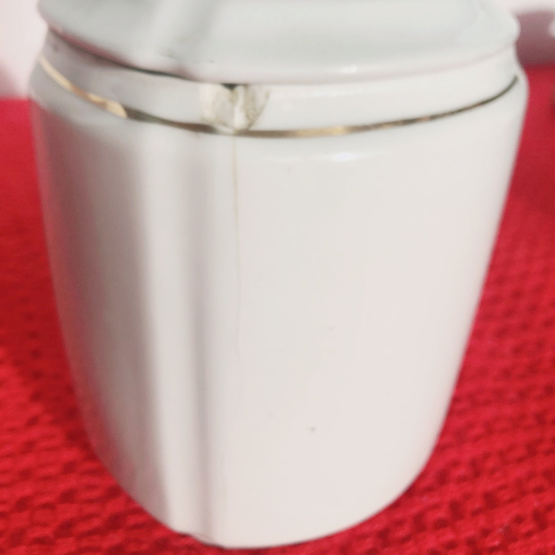 フランスアンティーク 陶器キャニスター ダミエ柄 レッド&ホワイト 3点セット フランスアンティーク食器 ブロカント 蚤の市