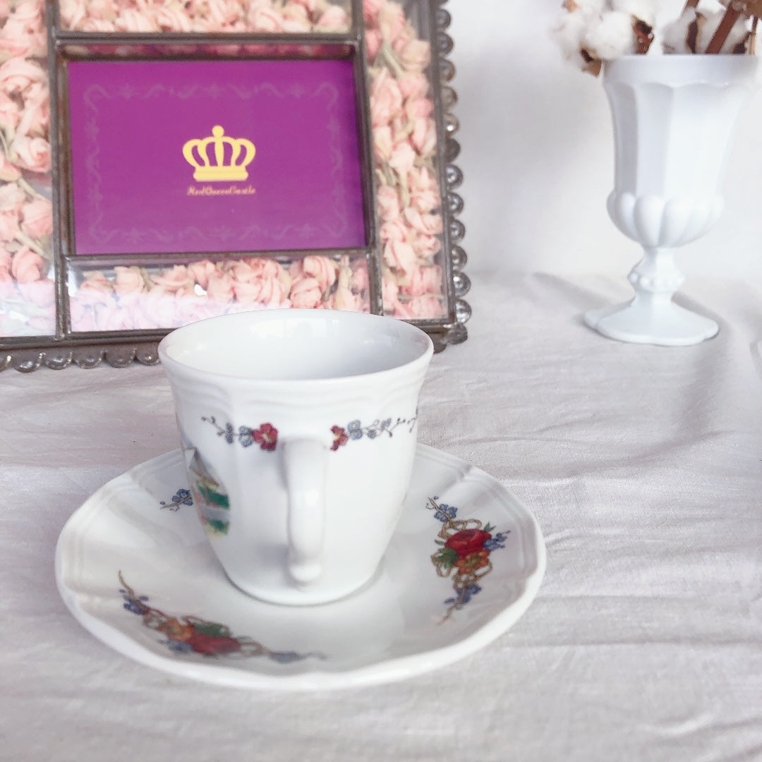 サルグミンヌ sarreguemines ‘’オベルネ‘’ コーヒーカップ&ソーサー 3客セット フランスアンティーク食器 フランス蚤の市・ブロカント