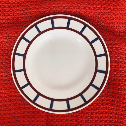 ご予約 フランスアンティーク HBCM Béarn クレイユモントロー バスク柄 スーププレートx2 ディナープレートx1「レッドxダークブルー」A フランスアンティーク食器 ブロカント 蚤の市のコピー