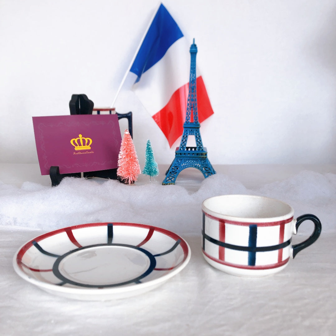 サンタマン バスク柄のカップ&ソーサー フランスアンティーク食器 ブロカント 蚤の市