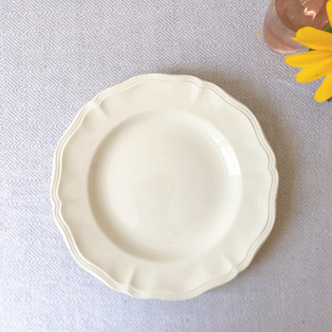 フランス ディゴワン&サルグミンヌ 花リム ディナープレート 平皿 25㎝ d フランスアンティーク食器 ブロカント・蚤の市