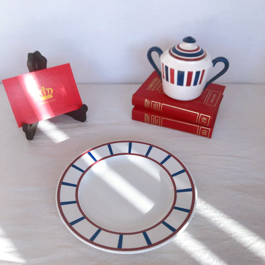 ディゴワンサルグミンヌ ピロブラン バスク柄プレート 『ボルドー・ネイビー』F フランスアンティーク食器 フランス蚤の市・ブロカント バスク柄食器