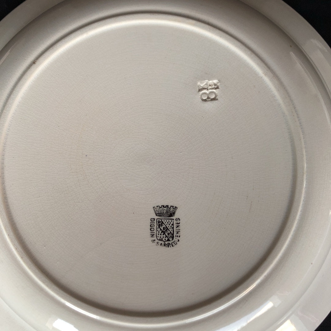 フランス アンティーク Digoin&sarreguemines ディゴワンサルグミンヌ 白い大きな深皿 30.5cm フランスアンティーク食器 ブロカント 蚤の市