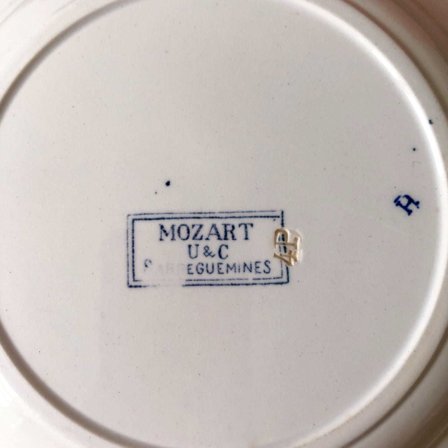 フランスアンティーク U&Cサルグミンヌ sarreguemines スーププレート ”モーツァルト” H フランスアンティーク食器 ブロカント 蚤の市