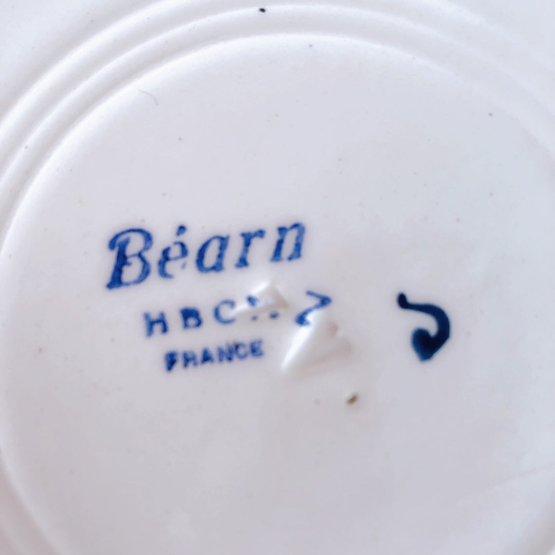 フランスアンティーク HBCM Béarn クレイユモントロー バスク柄 スーププレート /深皿「イエローxダークブルー」A 他4点セット フランスアンティーク食器 ブロカント 蚤の市