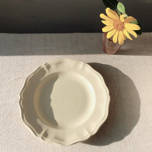 フランス ディゴワン&サルグミンヌ 花リム ディナープレート 平皿 25㎝ b フランスアンティーク食器 ブロカント・蚤の市