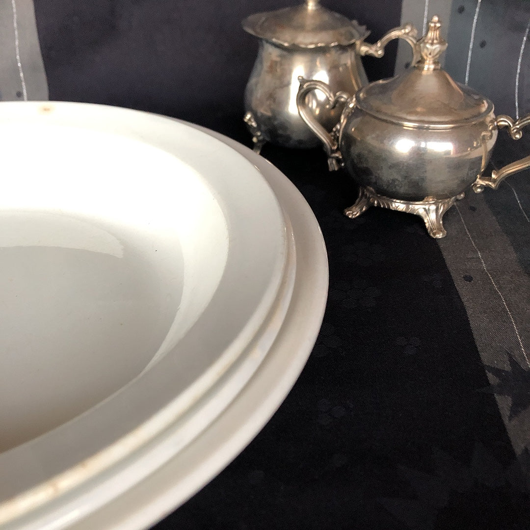 フランス アンティーク Digoin&sarreguemines ディゴワンサルグミンヌ 白い大きな深皿 30.5cm フランスアンティーク食器 ブロカント 蚤の市