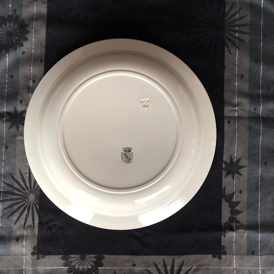 フランス アンティーク Digoin&sarreguemines ディゴワンサルグミンヌ 白い大きな深皿 30.5cm フランスアンティーク食器 ブロカント 蚤の市