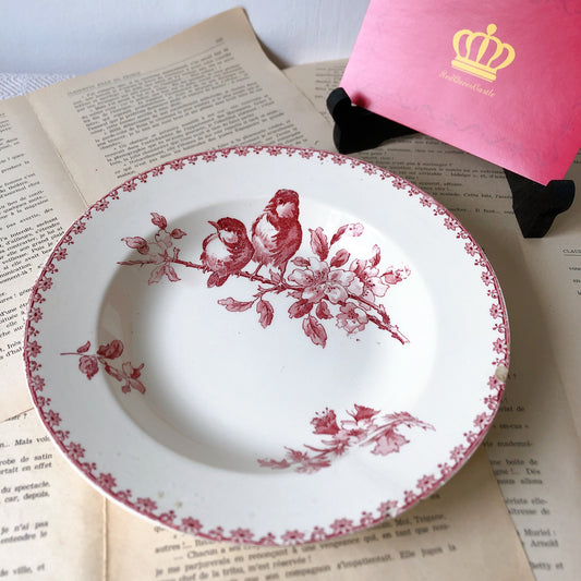 フランスアンティーク サルグミンヌ ファボリ『FAVORI』スーププレート Fファイアンスフィーヌ フランスアンティーク食器 フランス蚤の市・ブロカント