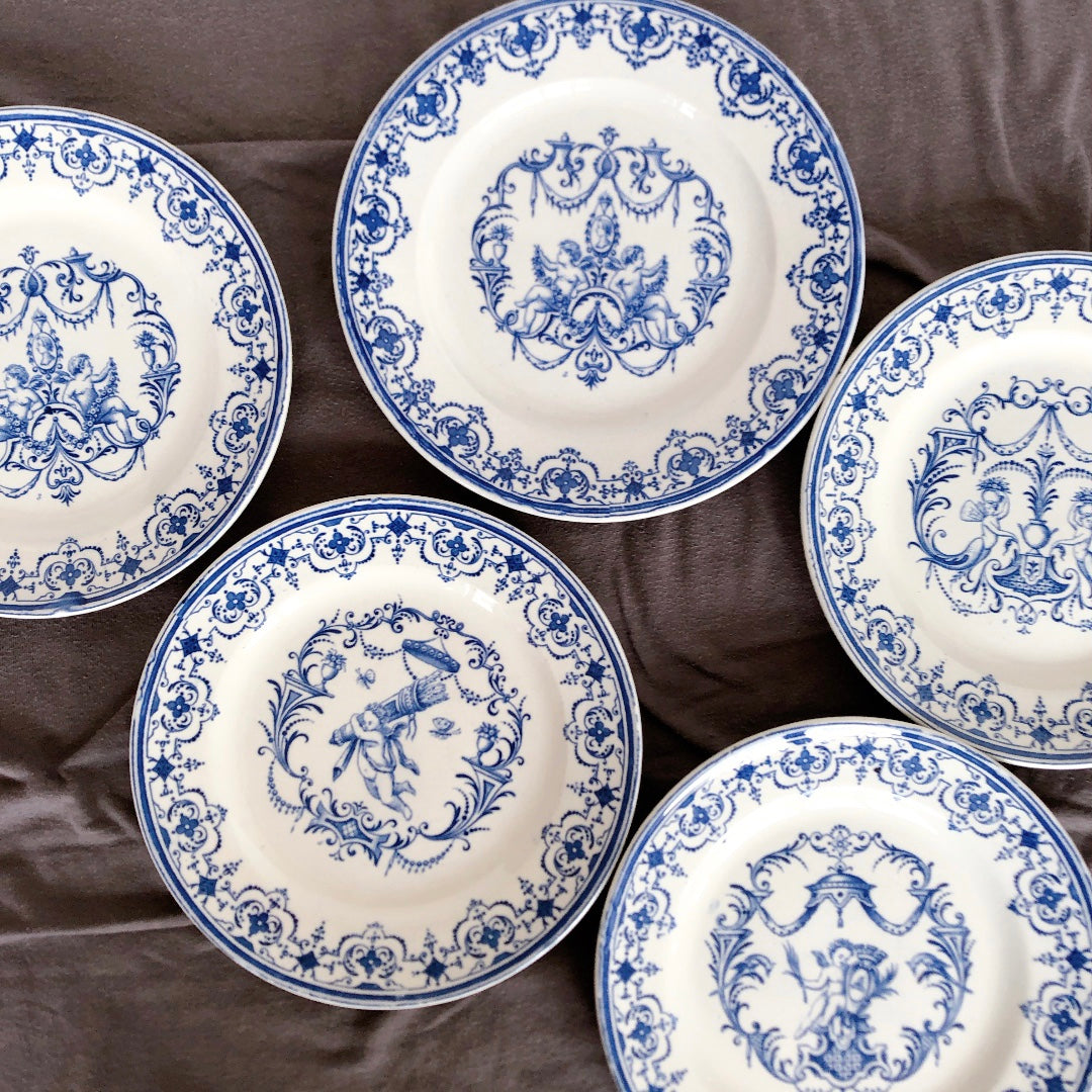 ヴィエイヤーボルドー ムスティエ ディナープレート Fフランスアンティーク食器 フランスブロカント・蚤の市