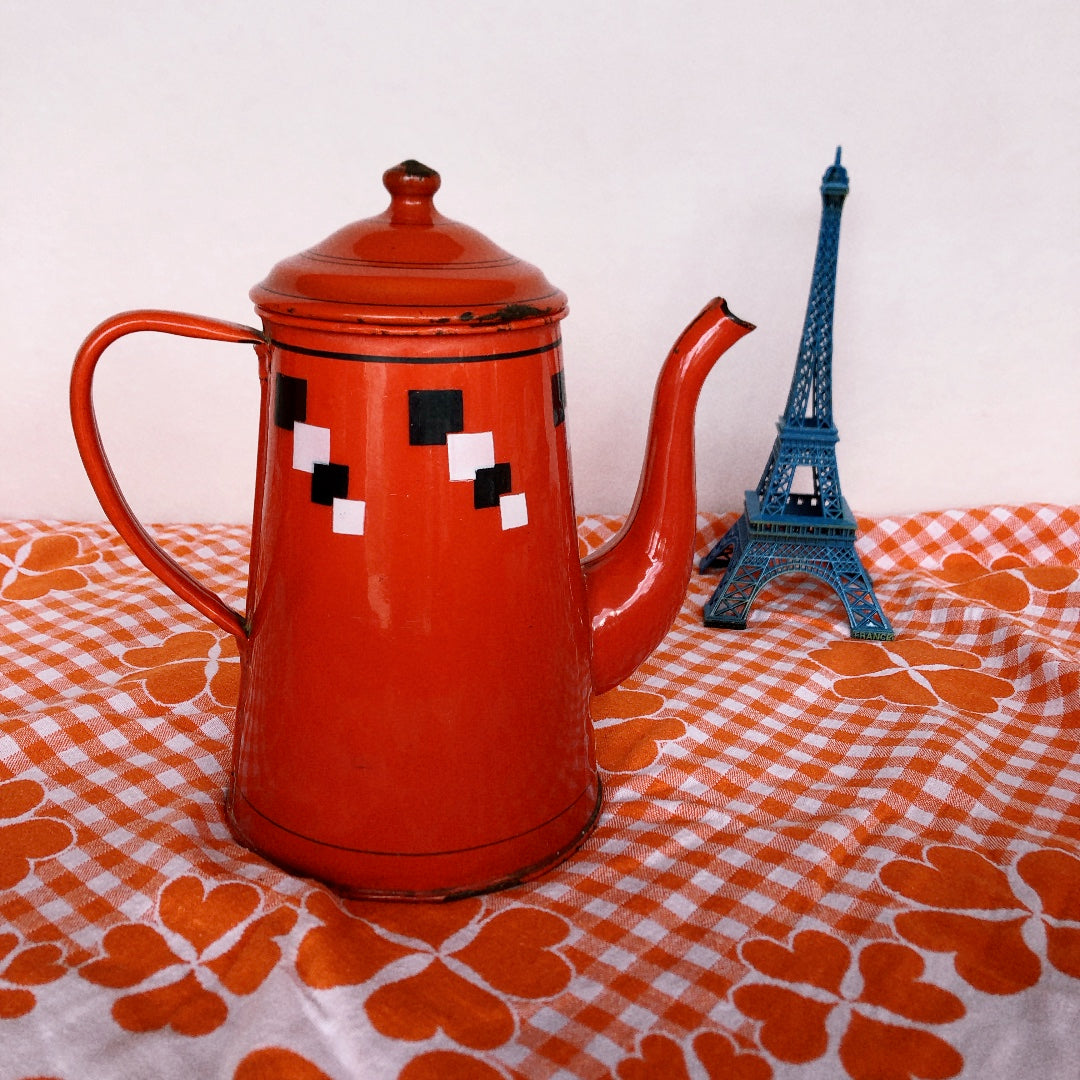 フランスアンティーク ホーロー製ポット/カフェティエール レッド フランスアンティーク・ビンテージ雑貨 ブロカント 蚤の市