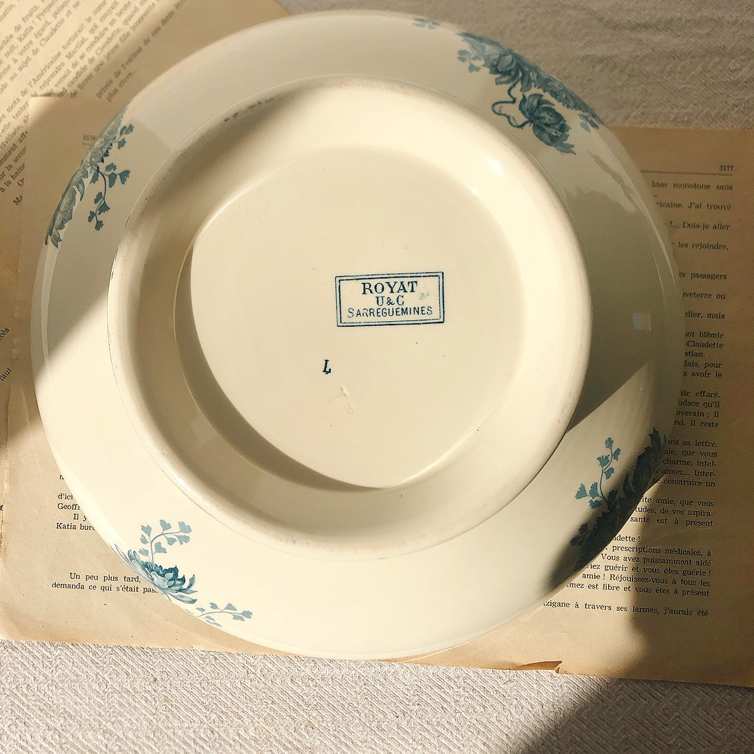 フランスアンティーク U&Cサルグミンヌ サラディエ サラダボウル ”ROYAT” ロワイヤ フランスアンティーク食器 ブロカント 蚤の市
