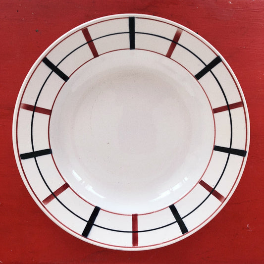 サンタマン St Amand ドゥミクルーズプレート バスク柄 D フランスアンティーク 蚤の市 ブロカント