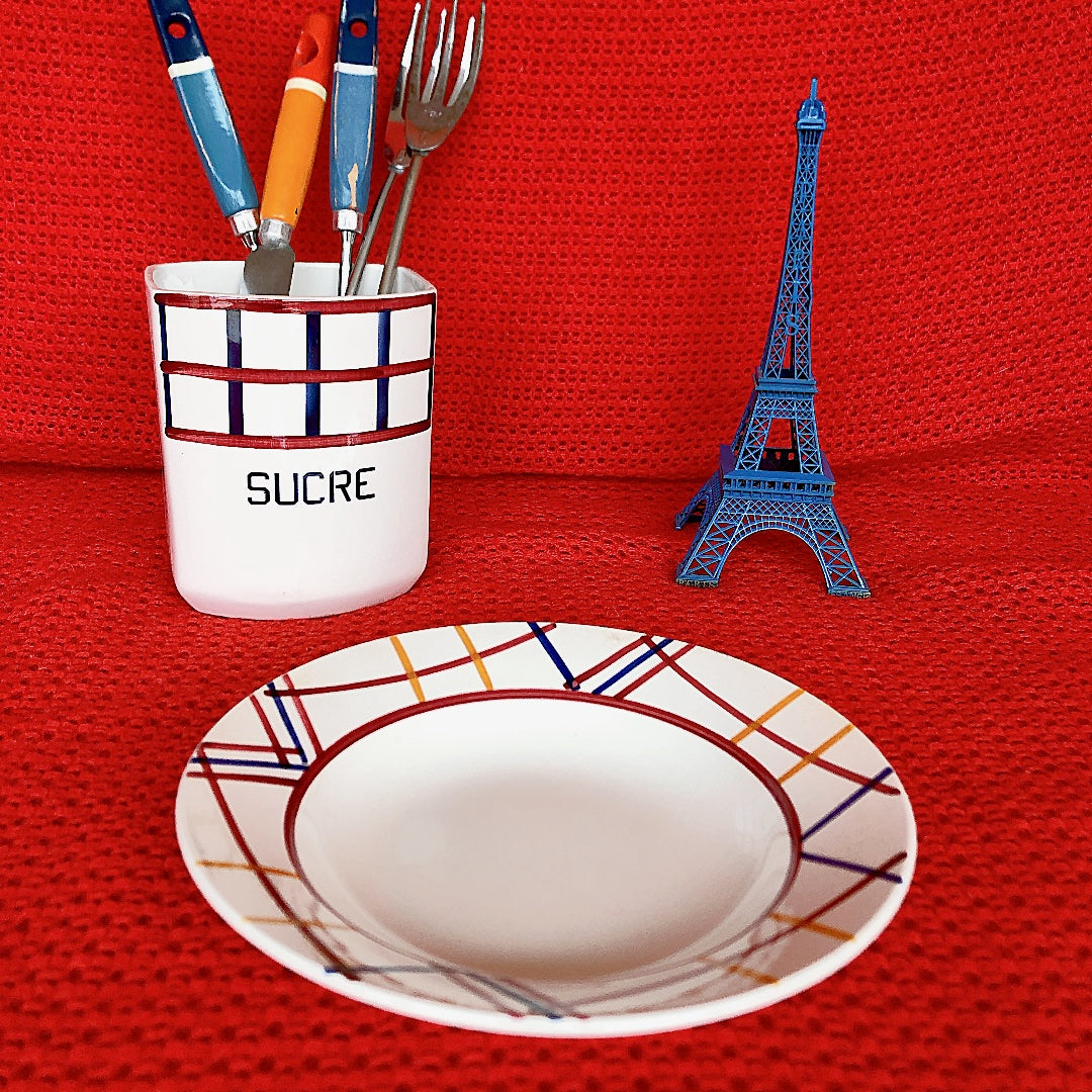 フランス GIEN ジアン 『MALVINA』スーププレート B フランスアンティーク食器 ブロカント 蚤の市