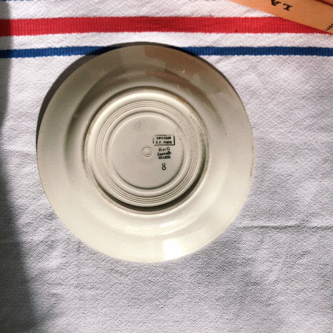 リュネヴィル LUNEVILLE " HOSSEGOR V.F.PARIS"シリーズ 幾何学模様プレート 平皿 Ⅾ フランスアンティーク食器 蚤の市 ブロカント