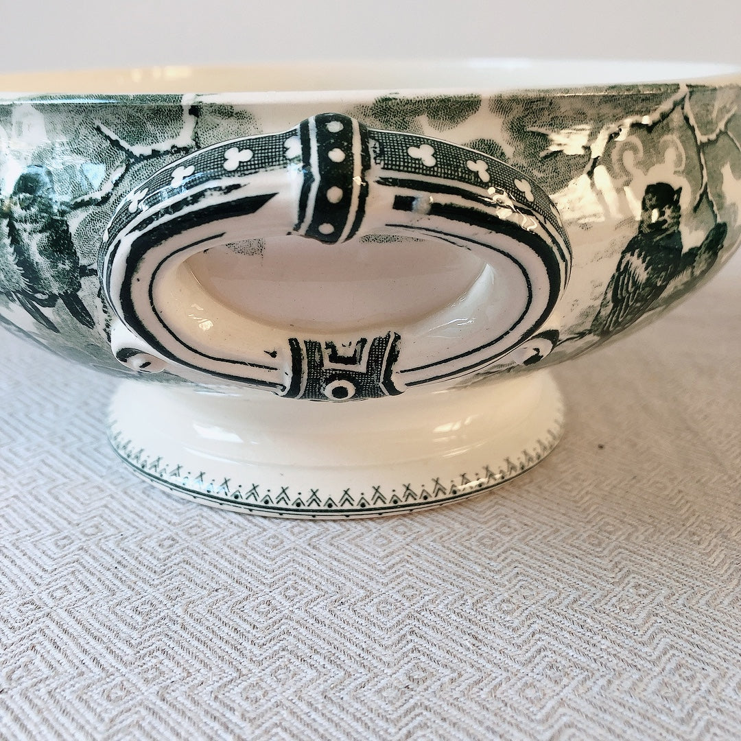 【美品】フランスアンティーク U&C sarreguemines サルグミンヌ スーピエール ”NEIGE”小鳥 フランスアンティーク食器 ブロカント 蚤の市