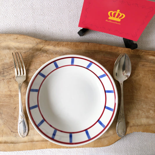 ディゴワンサルグミンヌ バスク柄 キャロットプレート 『ルージュ・マリン』A フランスアンティーク食器 フランス蚤の市・ブロカント バスク柄スーププレート キャロット皿 深皿