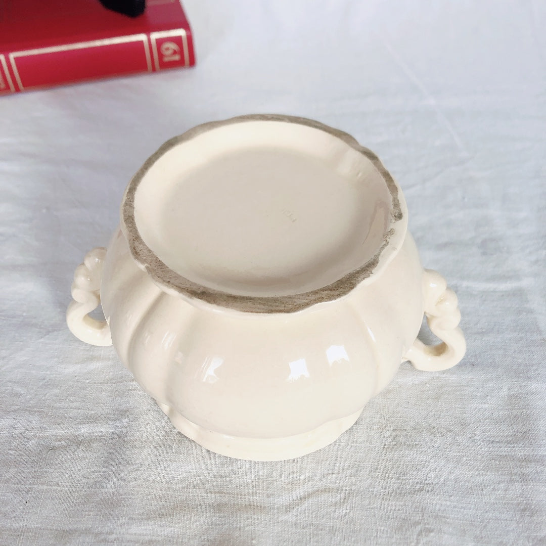 ディゴワンサルグミンヌ Digoin&sarreguemines 花リム シュガーポット&ミルクポット フランスアンティーク食器 フランス蚤の市・ブロカント