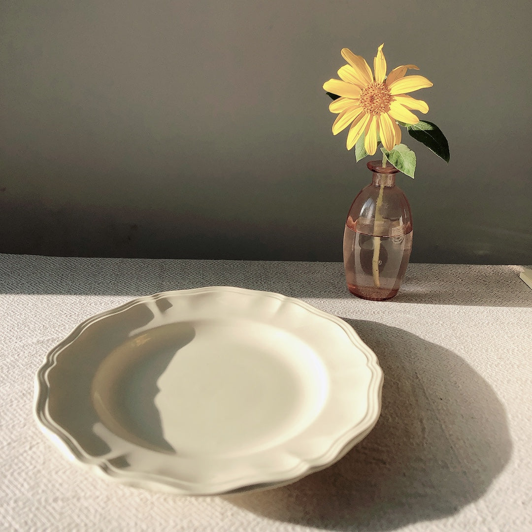フランス ディゴワン&サルグミンヌ 花リム ディナープレート 平皿 25㎝ b フランスアンティーク食器 ブロカント・蚤の市