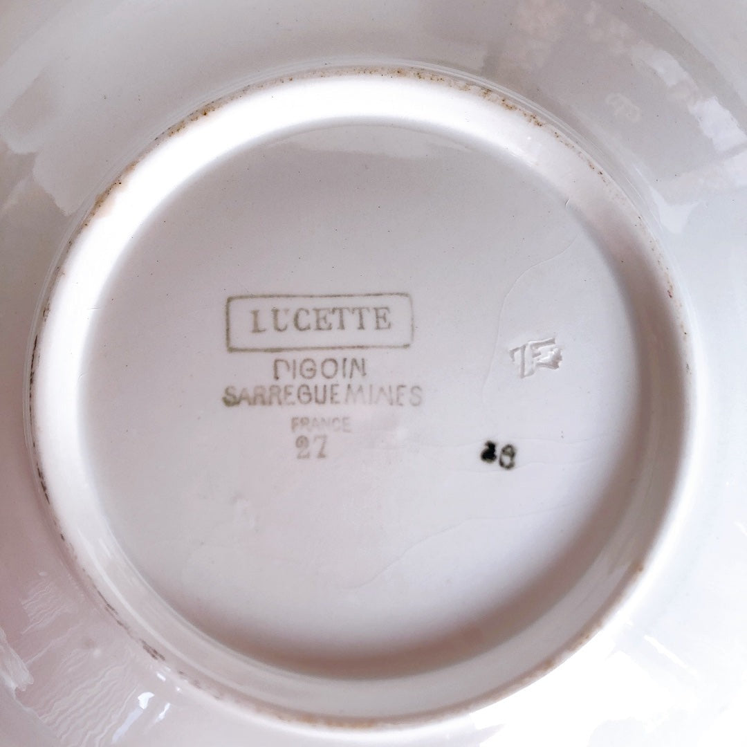 ディゴワンサルグミンヌ Digoin&sarreguemines 底付皿 バラ柄 フランスアンティーク食器 フランス蚤の市・ブロカント