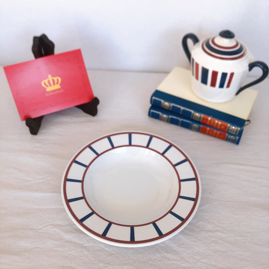 ディゴワンサルグミンヌ ピロブラン バスク柄 スーププレート 『ワインレッド・ネイビー』E フランスアンティーク食器 フランス蚤の市・ブロカント バスク柄食器