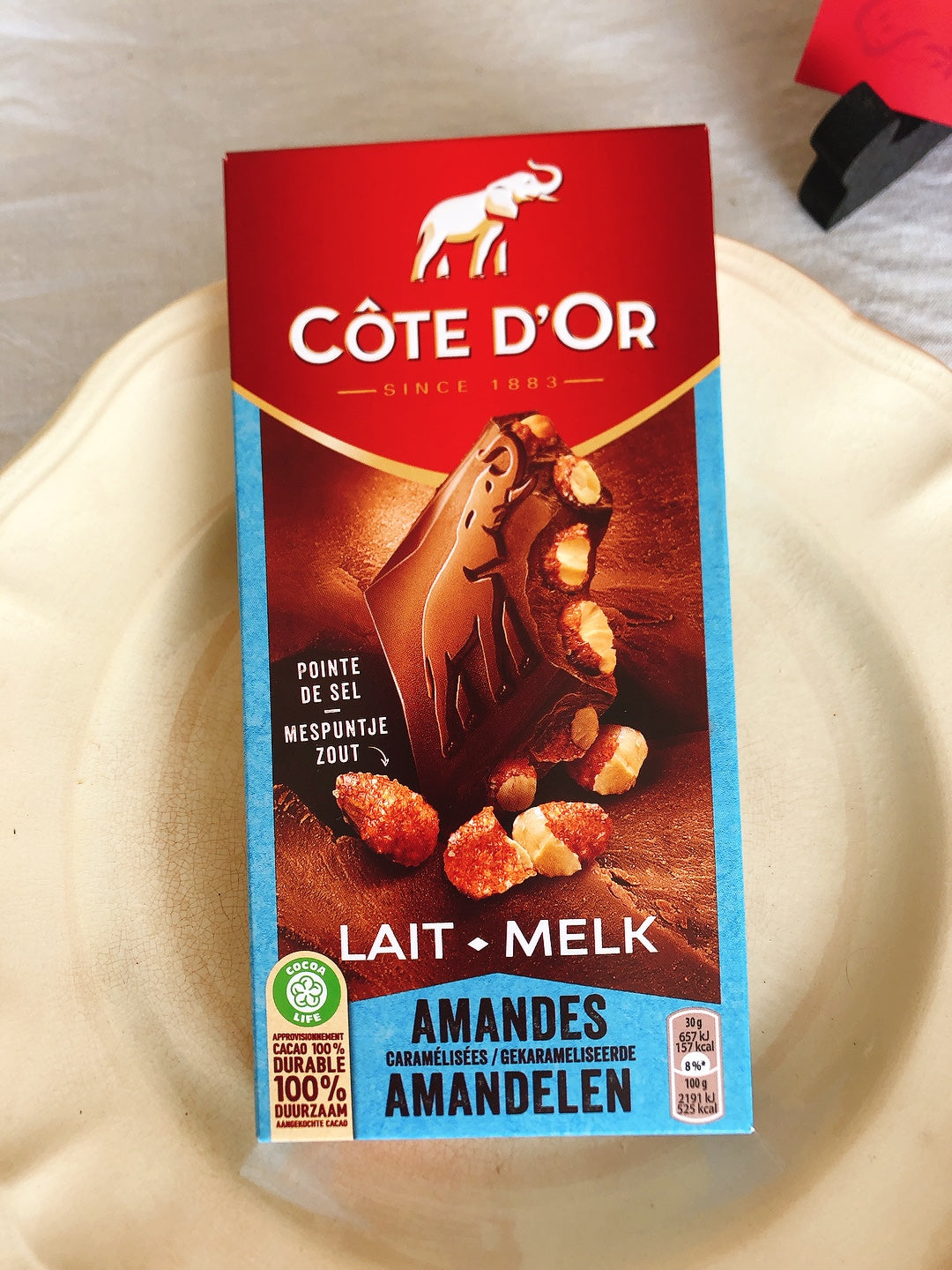 『お試し』チョコレート CÔTE D'OR コートドール キャラメリゼされたアーモンドと塩入りのミルクチョコ フランス土産 ベルギーチョコ