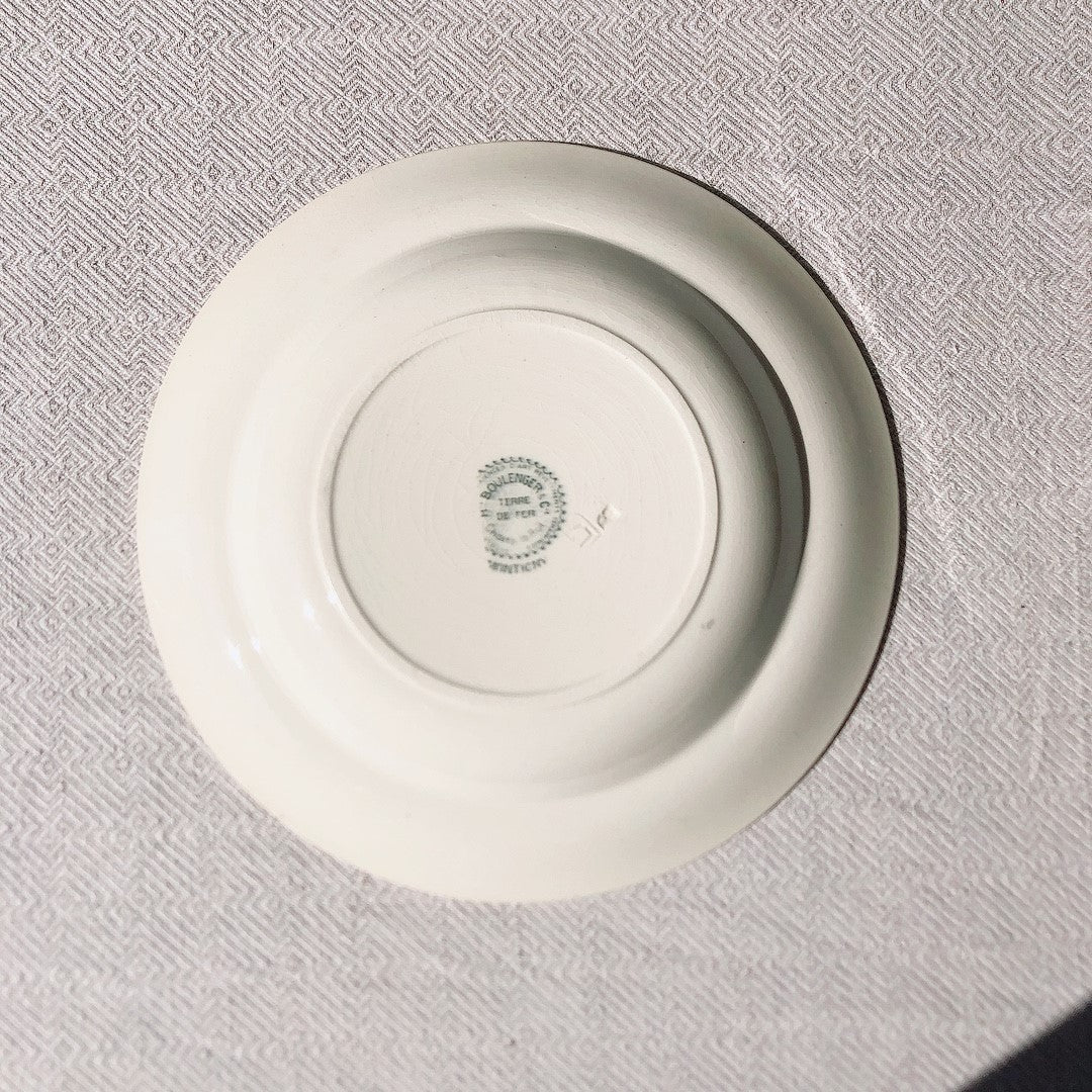 ショワジー・ル・ロワ アンティークプレート 小鳥とワイルドローズ 深皿 23cm D フランスアンティーク食器・プレート フランス直送アンティーク