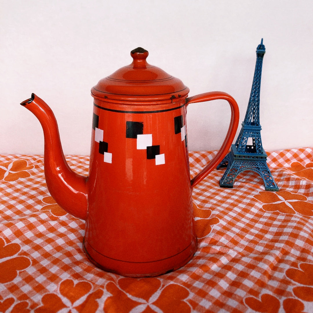 フランスアンティーク ホーロー製ポット/カフェティエール レッド フランスアンティーク・ビンテージ雑貨 ブロカント 蚤の市