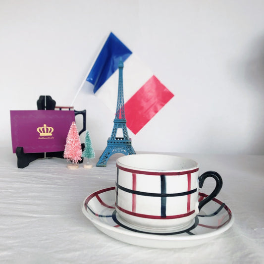 (ご予約済)サンタマン バスク柄のカップ&ソーサー A フランスアンティーク食器 ブロカント 蚤の市