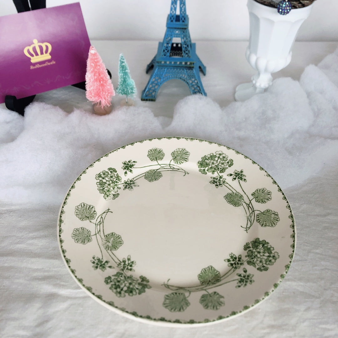 フランスアンティーク U&Cサルグミンヌ 平皿 ”GERANIUM” ゼラニウム フランスアンティーク食器 ブロカント 蚤の市