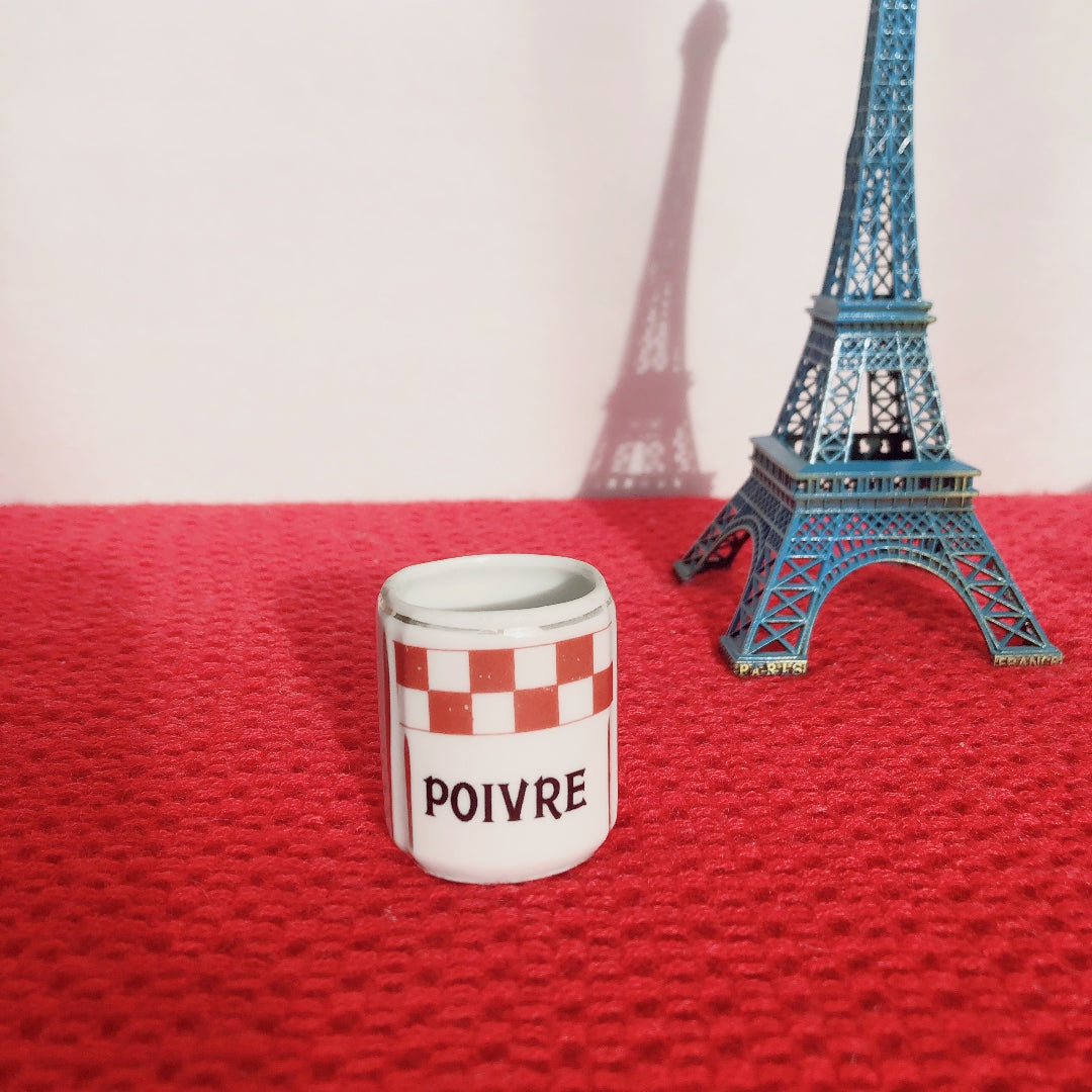 フランスアンティーク 陶器キャニスター ダミエ柄 レッド&ホワイト 3点セット フランスアンティーク食器 ブロカント 蚤の市