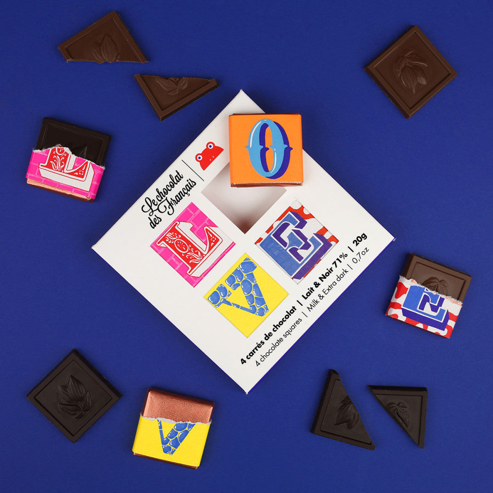 ル・ショコラ・デ・フランセ Le chocolat des français のミニチョコレート アソート 4枚入り« Love » フランスチョコレート フランス土産 プレゼント