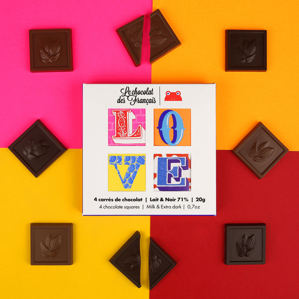 ル・ショコラ・デ・フランセ Le chocolat des français のミニチョコレート アソート 4枚入り« Love » フランスチョコレート フランス土産 プレゼント