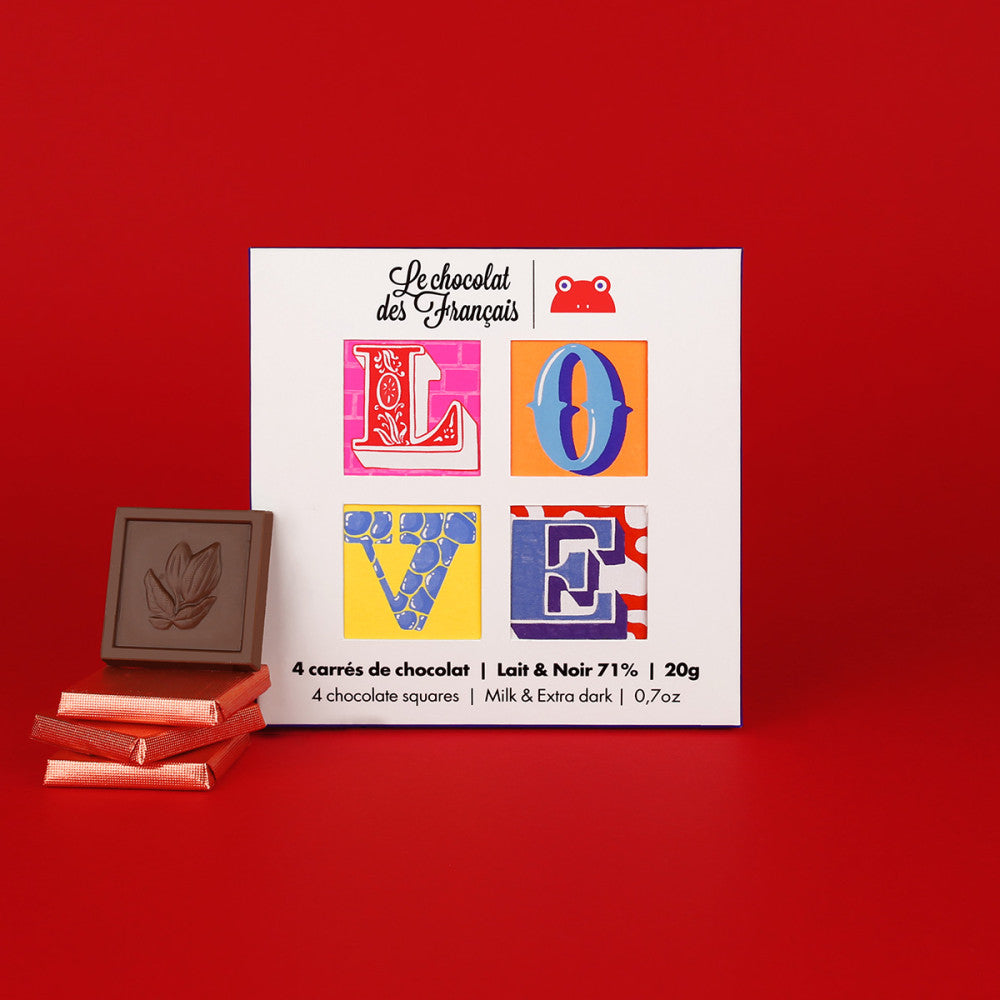 ル・ショコラ・デ・フランセ Le chocolat des français のミニチョコレート アソート 4枚入り« Love » フランスチョコレート フランス土産 プレゼント
