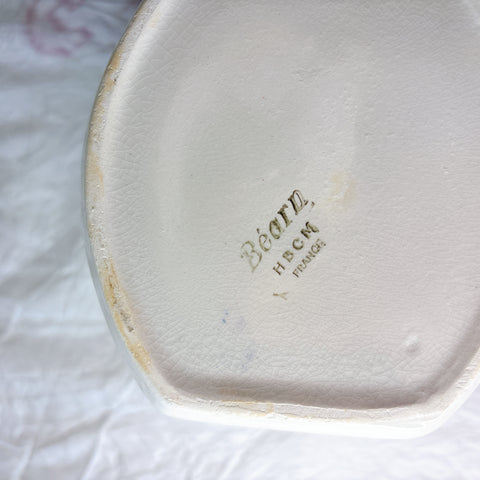 クレイユエモントロー  HBCM Béarn バスク柄 陶器キャニスター 「赤x青 」フランスアンティーク　ブロカント　蚤の市