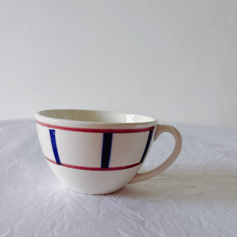 ディゴワンサルグミンヌ バスク柄 コーヒーカップ 200ml『ルージュ・マリン』 フランスアンティーク食器 蚤の市　ブロカント　バスク柄食器