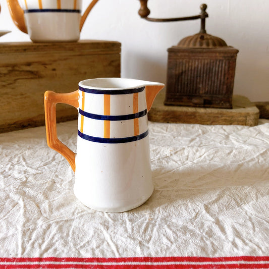 HBCM Béarn ベアン バスク柄 ピシェ 100ML オレンジ×青 クレイユモントロー フランスアンティーク