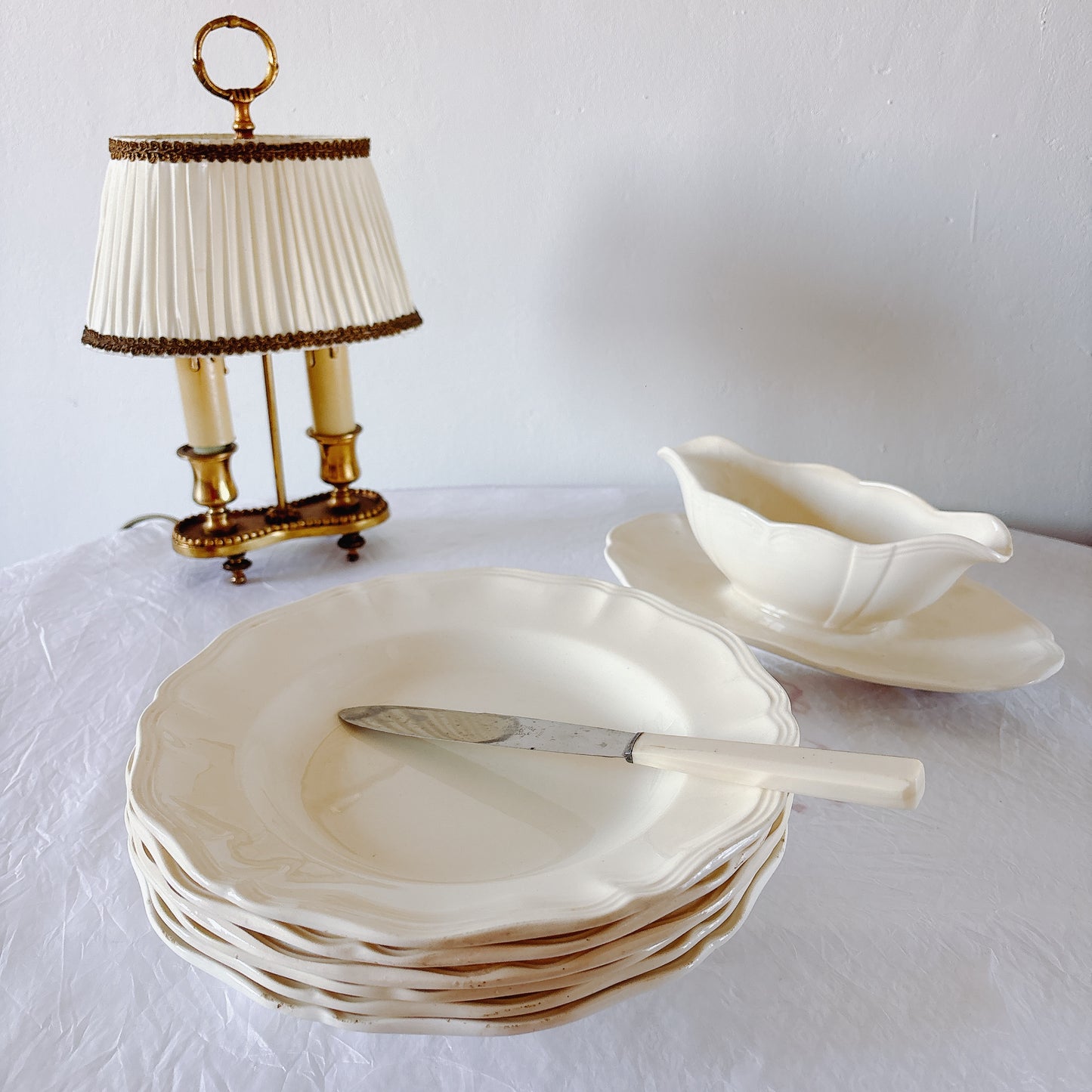 フランス ディゴワン＆サルグミンヌ 花リム スーププレート 深皿 フランスアンティーク食器 ブロカント　蚤の市