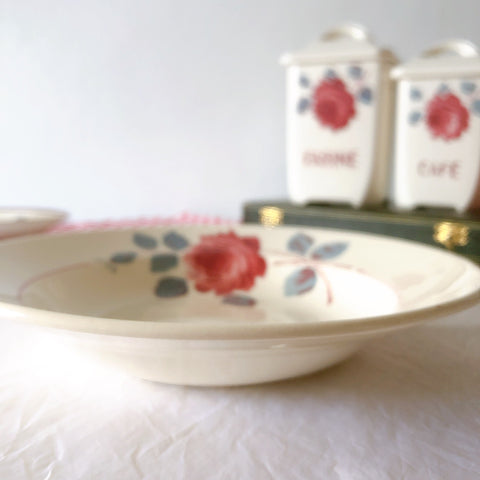 フランスアンティーク　バドンヴィレー　バラ柄スーププレート　深皿　フランスアンティーク食器 ブロカントアンティーク 蚤の市