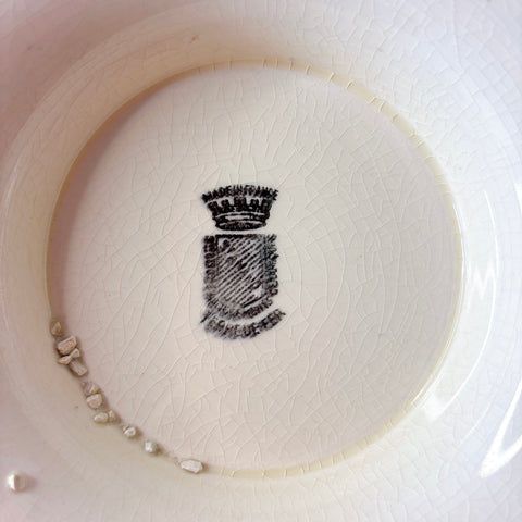 サンタマン １２角形コンポート皿 コンポティエ アイボリー フランスアンティーク食器 ブロカント 蚤の市