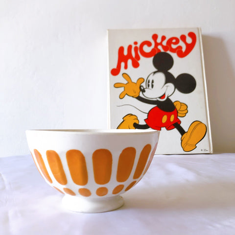 ディゴワン＆サルグミンヌ カフェオレボウル オレンジｘホワイト a フランスアンティーク食器　ブロカントアンティーク　蚤の市