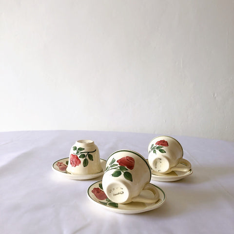 ショワジールロワ　HB & Cie Choisy le Roi『ローズ』ディネットカップアンドソーサーセット フランスアンティーク食器　ブロカントアンティーク　蚤の市