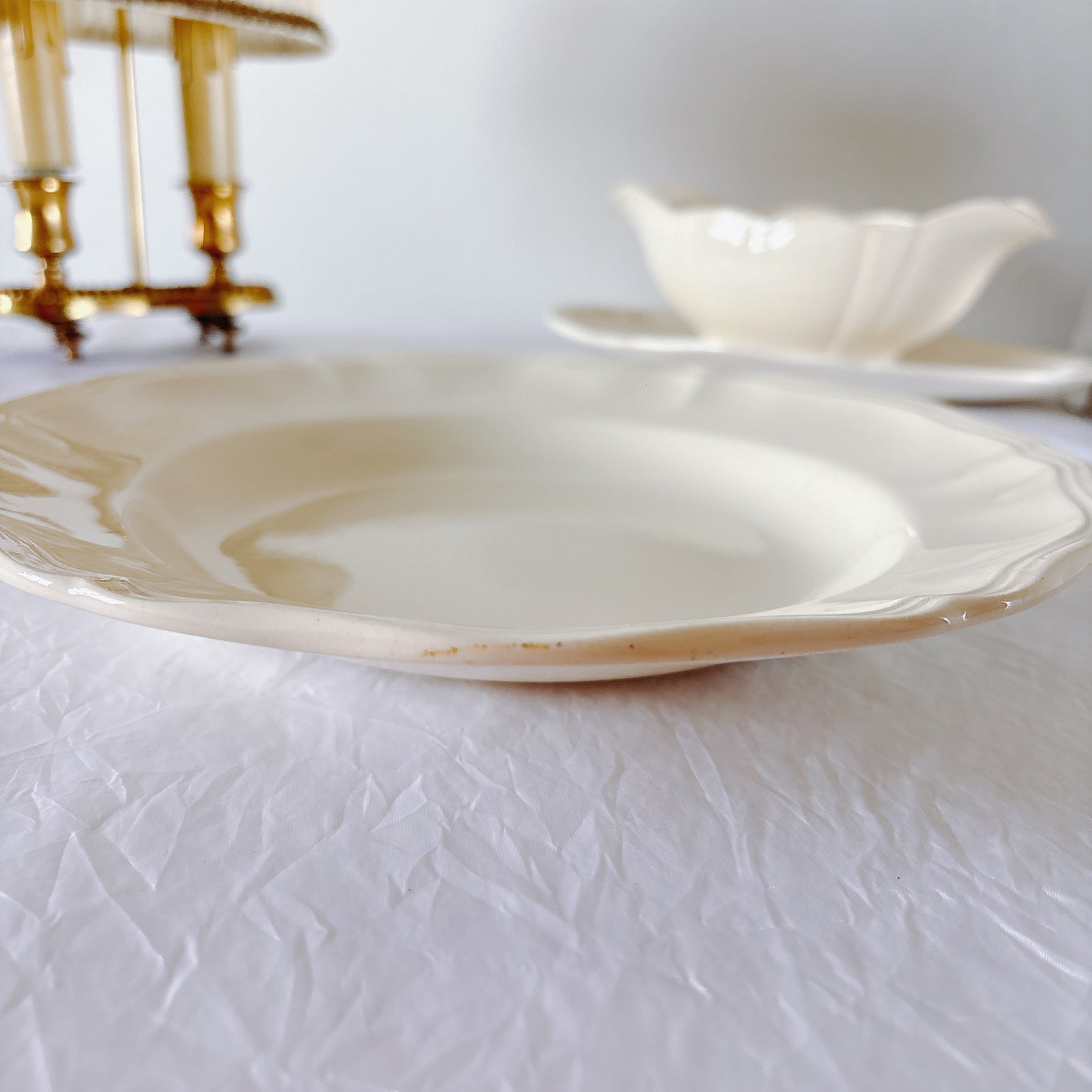 フランス ディゴワン＆サルグミンヌ 花リム スーププレート 深皿 フランスアンティーク食器 ブロカント　蚤の市