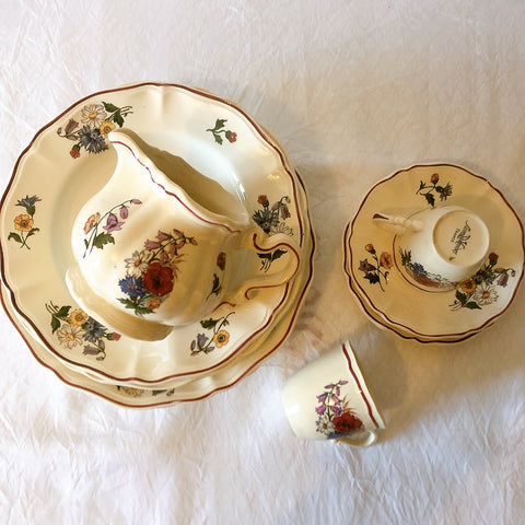 ディゴワンサルグミンヌ Digoin＆sarreguemines アグレスト コーヒーカップ＆ソーサー２客セット フランスアンティーク食器 フランス蚤の市・ブロカント