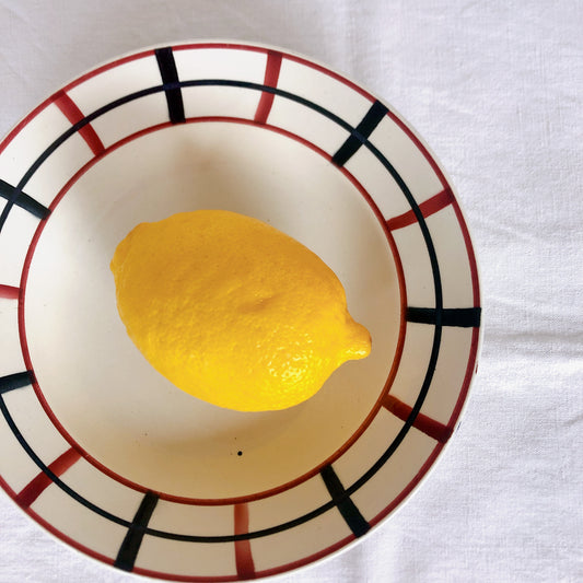 サンタマン St Amand バスク柄 スーププレート/深皿 フランスアンティーク食器 バスク柄プレート 蚤の市 ブロカント