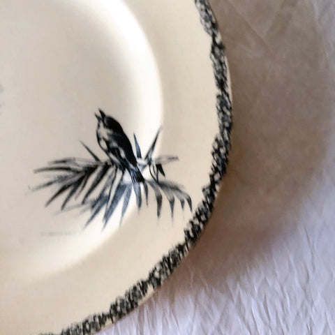 フランスアンティーク  GRAND DEPOT E.Bourgeois グランデポ エミールブルジョワ　蝶鳥柄　ディナープレート 平皿 フランスアンティーク食器 ブロカント 蚤の市