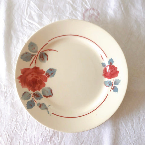 フランスアンティーク　バドンヴィレー　バラ柄ディナープレート　平皿　フランスアンティーク食器 ブロカントアンティーク 蚤の市