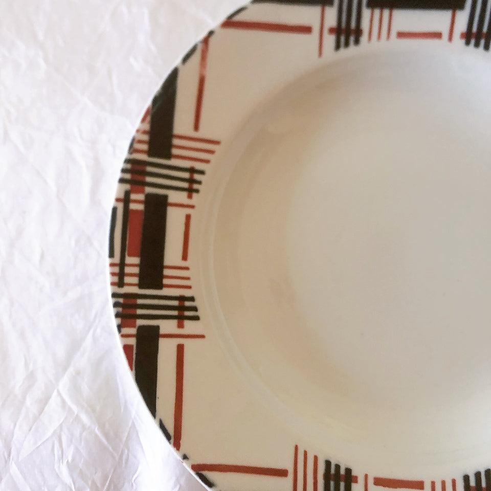 サンタマン　Saint amand バスク柄スーププレート、クルーズプレート フランスアンティーク食器 ブロカント 蚤の市