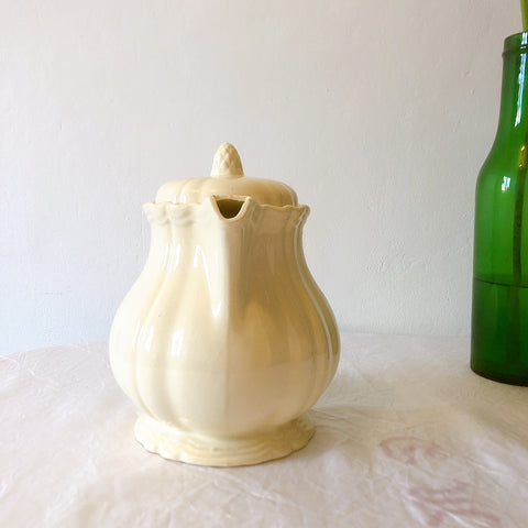 ディゴワンサルグミンヌ Digoin＆sarreguemines 花リム ティー/コーヒーポット フランスアンティーク食器 フランス蚤の市・ブロカント