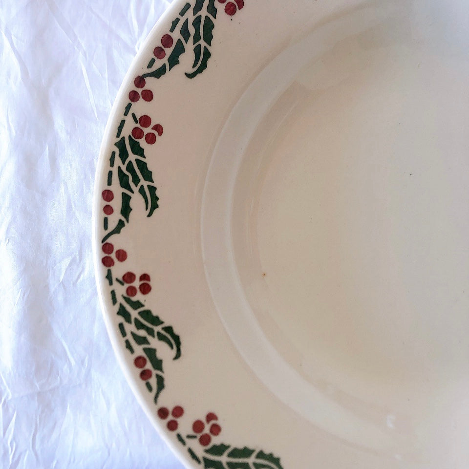 ご予約フランスアンティーク クレイユモントロー HOUX　柊　スーププレート・深皿 フランスアンティーク食器　ブロカント　蚤の市